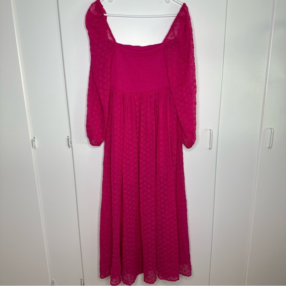NWT Free People Malina Dress Strangelove Pink Eyelet Embroidered Boho Size M - Picture 7 of 10